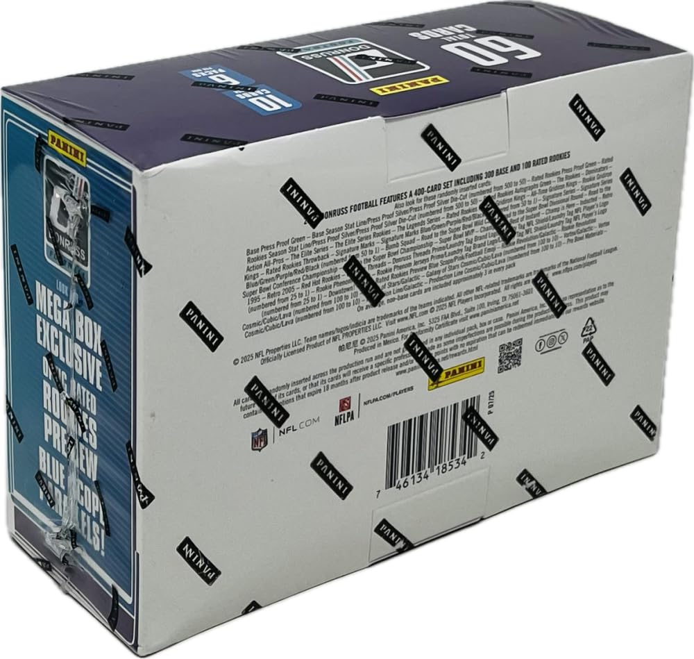 2025 Panini Donruss Football Mega Trading Card Box (1 Memorabilia or Autograph Per Box)(Optic Rated Blue Scope Parallels)