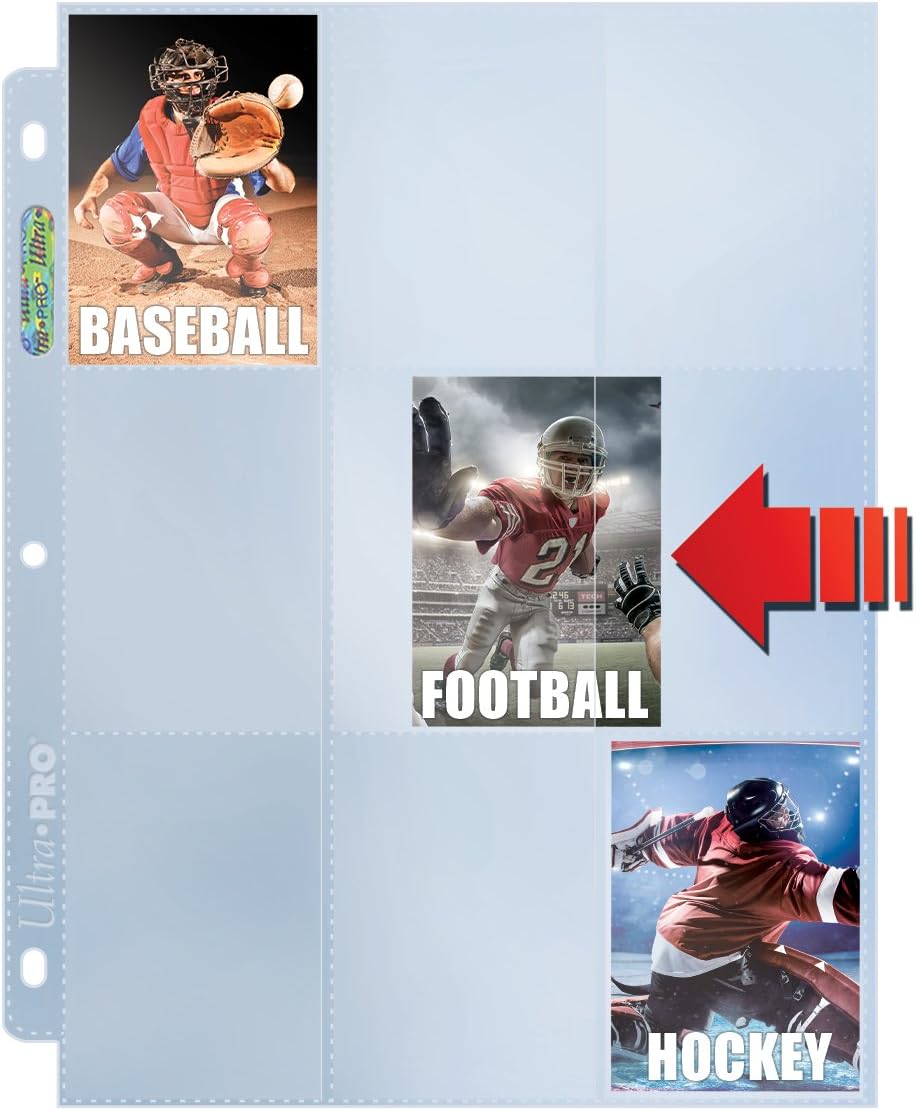 MLB 3-Hole Side-Load 9 Pocket Pages (100 Count)