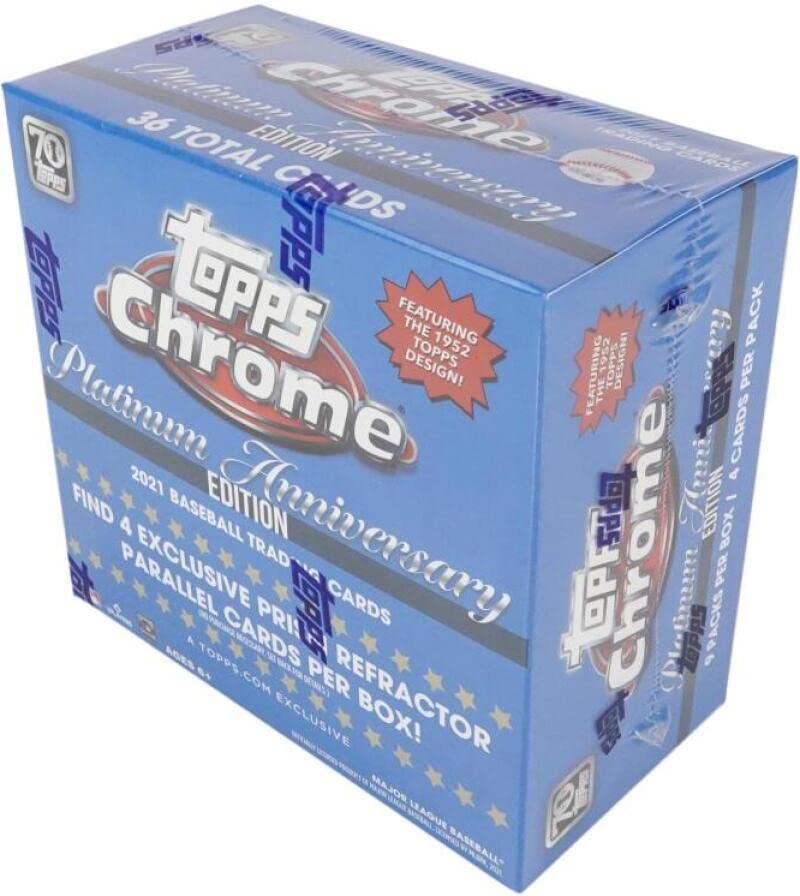2021 Topps Chrome Platinum Anniversary Baseball Mega Box (9 Packs/4 Cards)