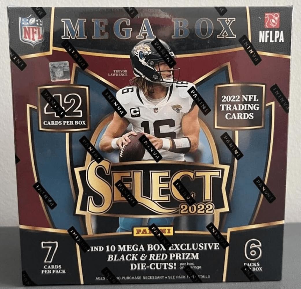 2022 Panini Select Football Trading Card Mega Box (Black and Red Prizm) 7 Packs 6 Cards