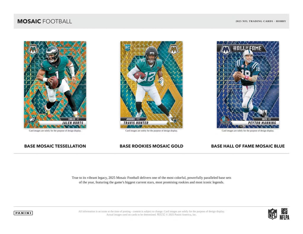 2025 Panini Mosaic Football Hobby Trading Card Box (2 Autographs Per Box)
