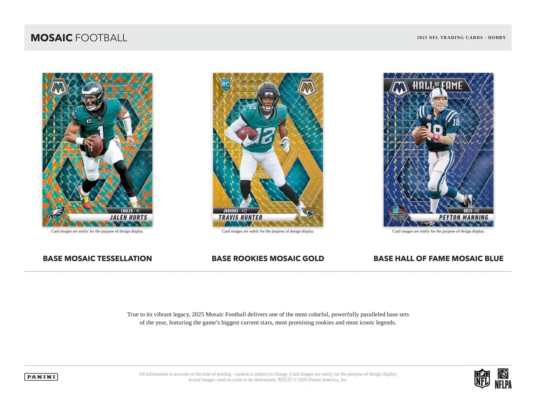 2025 Panini Mosaic Football Hobby Trading Card Box (2 Autographs Per Box)