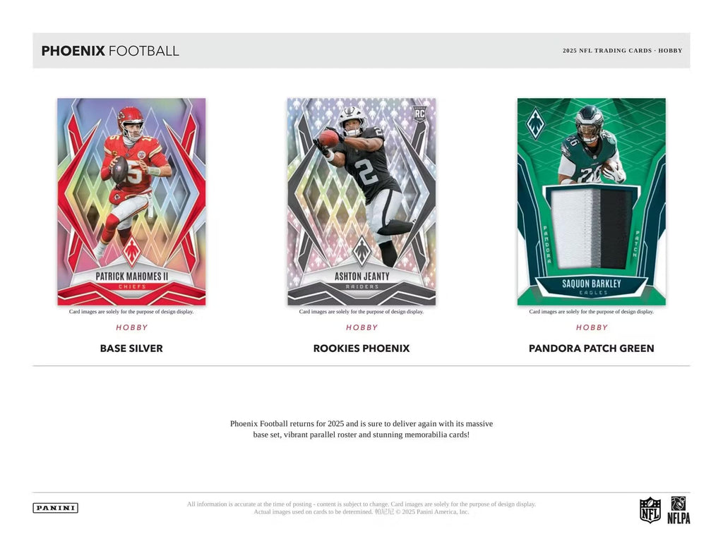 2025 Panini Phoenix Football Hobby Trading Card Box (2 Autographs Per Box Including 1 Rookie Patch Autograph)