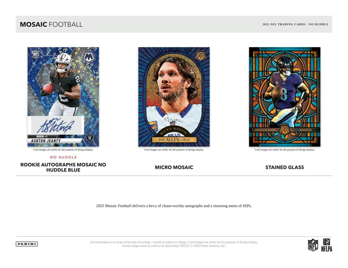 2025 Panini Mosaic Football No Huddle Trading Card Box (1 Autographs Per Box)