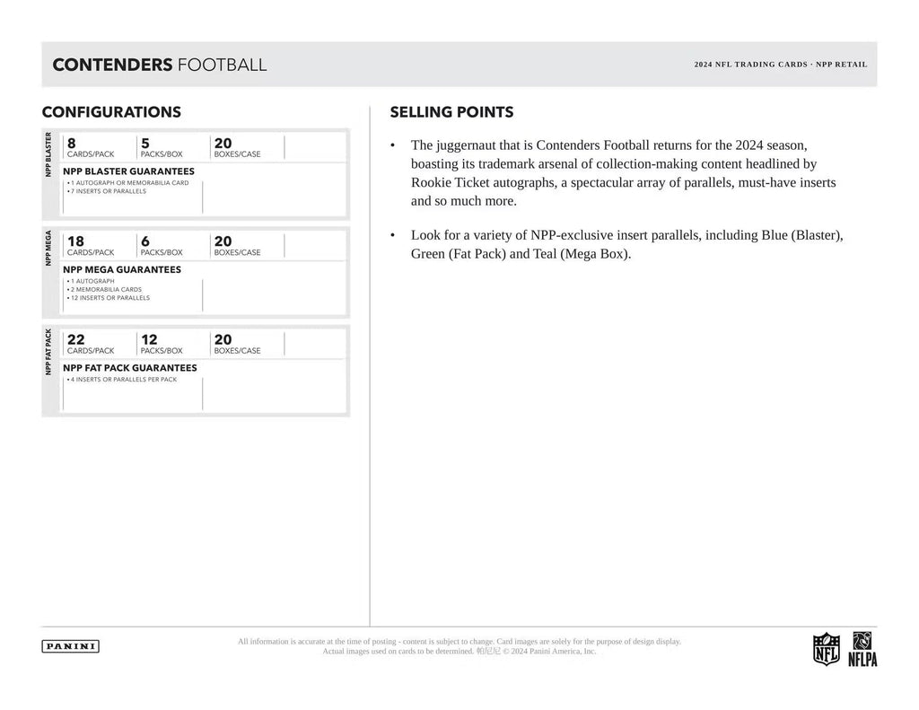 2024–25 Panini Contenders NFL Football Blaster Box – Official Trading Cards – Includes Blaster-Exclusive Parallels, Rookie Tickets & Inserts – Sealed Retail Box