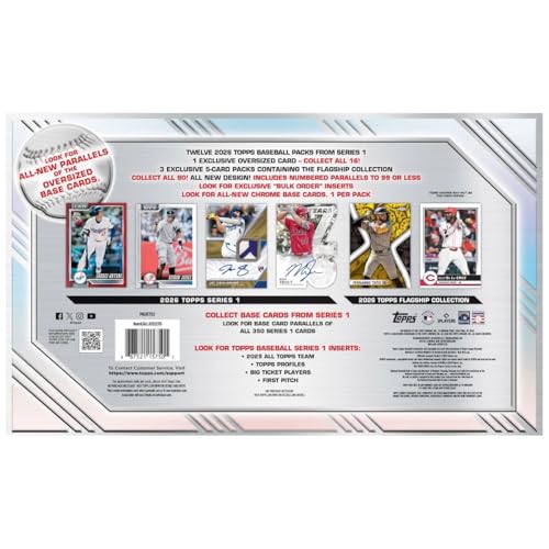 2026 Topps Baseball Series 1 Collection Box – 1 Oversized Base Card per Box + 3 Exclusive 5-Card Flagship Collection Packs