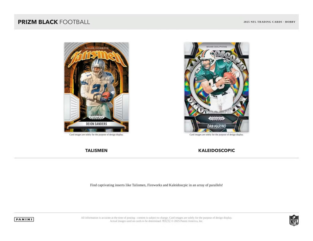 2025 Panini Prizm Black Football Hobby Trading Card Box (3 Autographs Per Box)