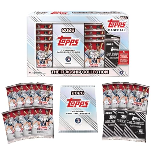 2026 Topps Baseball Series 1 Collection Box – 1 Oversized Base Card per Box + 3 Exclusive 5-Card Flagship Collection Packs