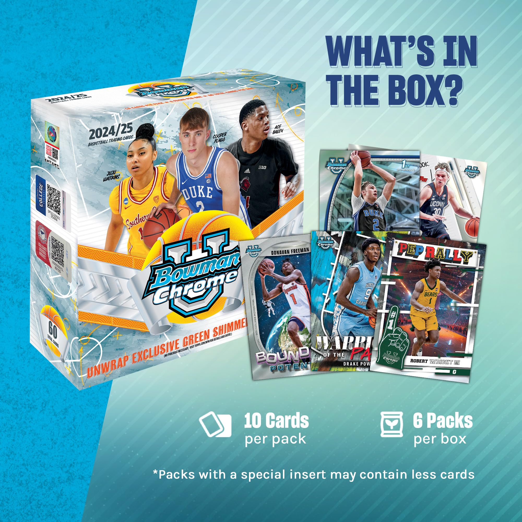 2024/25 Bowman University Chrome Basketball Factory Sealed Mega Box - College Team Sets