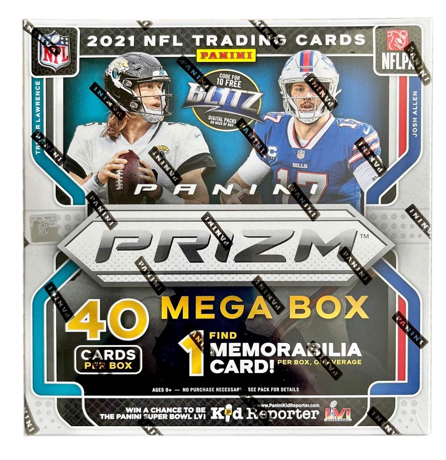 2021 Panini Prizm Football Mega Box - 40 Trading Cards - 1 Memorabilia Card Per Box