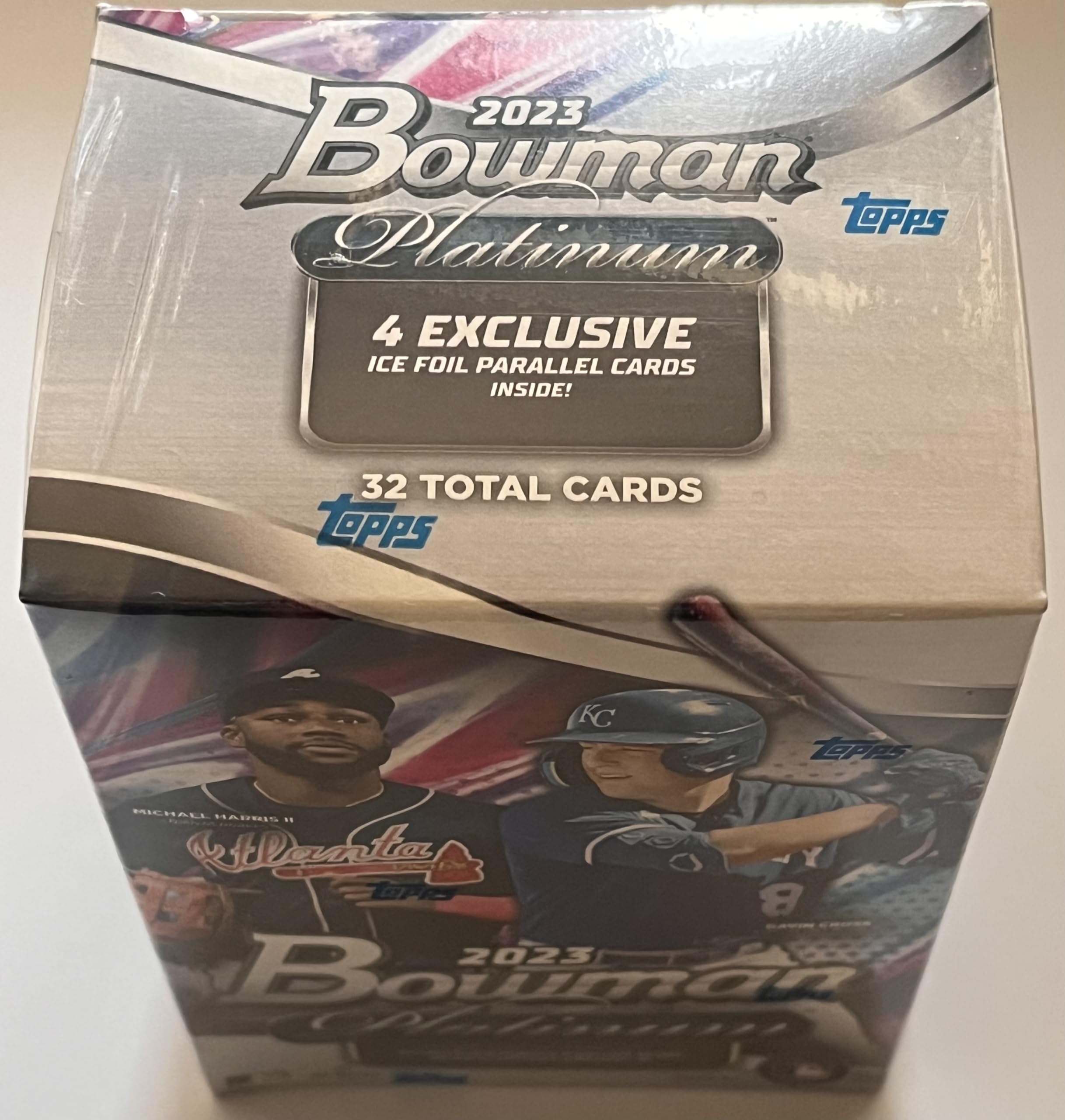2023 Bowman Platinum Major League Baseball 4 exclusive Ice Foil Parallel Cards inside, 32 cards total Blaster box.