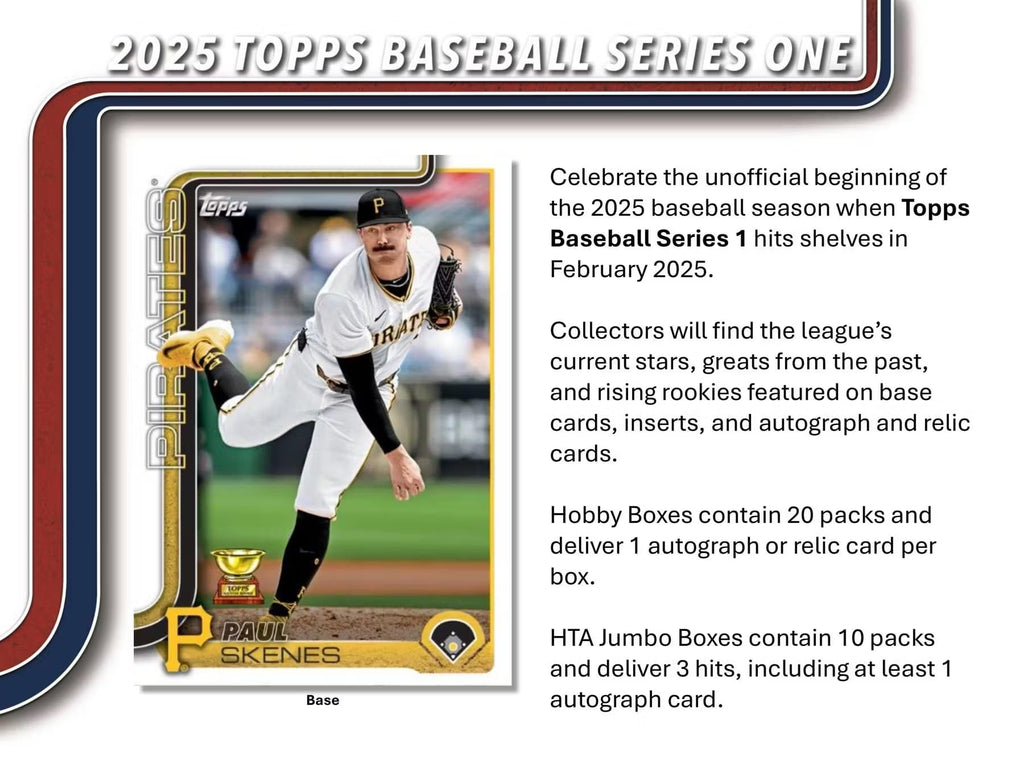2025 Topps Series 1 Baseball Trading Card MLB Hobby Jumbo 10 Pack Box (1 Autograph & 2 Relics Per Jumbo Box)