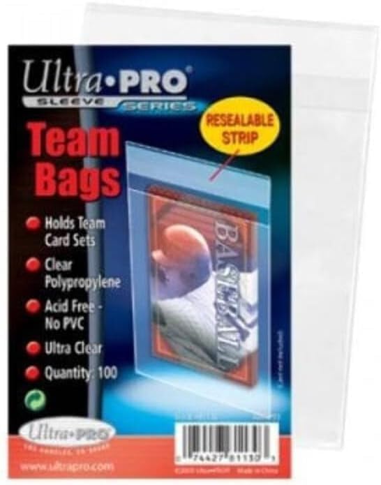 Ultra PRO - Team Bags Resealable Sleeves (100 ct.) - Protect Your Gaming Cards, Sports Cards, and Collectible Cards, Features Resealable Edge for Easy Access and Switching Cards Out