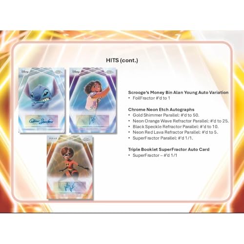 Topps 2026 Disney Neon Hobby Box, Factory Sealed, 20 Packs, 5 Cards per Pack, 2 Numbered Parallels