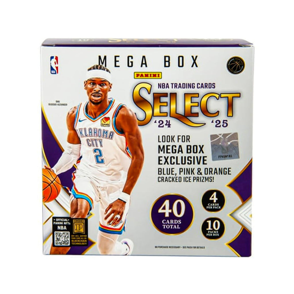 2024–25 Panini Select NBA Basketball Mega Box – Official Trading Cards – Retail Exclusive Blue & Red Prizms, Rookie Cards & Inserts – Sealed Box