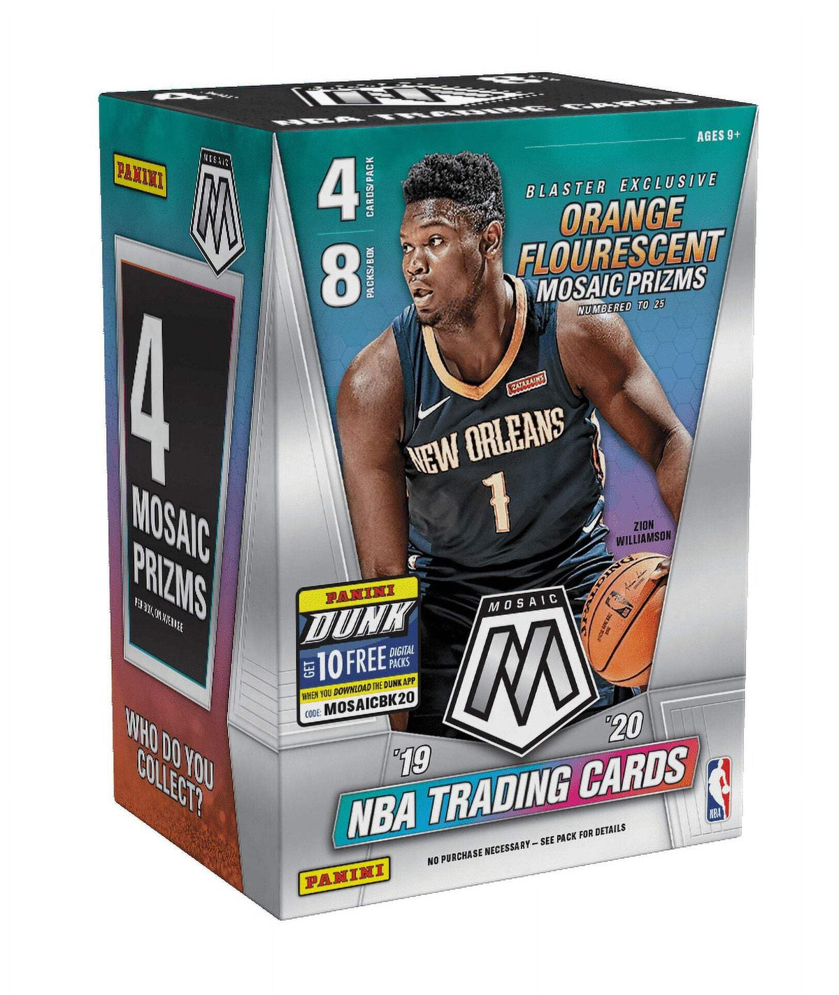 2019-20 Panini MOSAIC Basketball Card Factory Sealed Blaster Box - Exclusive ORANGE FLOURESCENT PRIZMs - 32 Cards per Box - Find Zion Williamson and Ja Morant Rookie Cards!