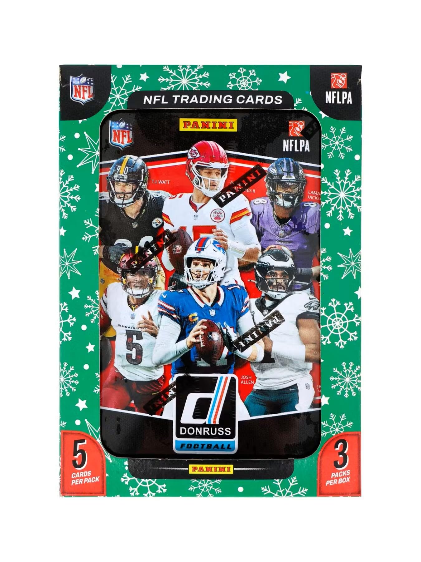 Panini 2025 Donruss Football Winter Holiday Tin - 3 Exclusive Press Proof Purple Cards Per Tin