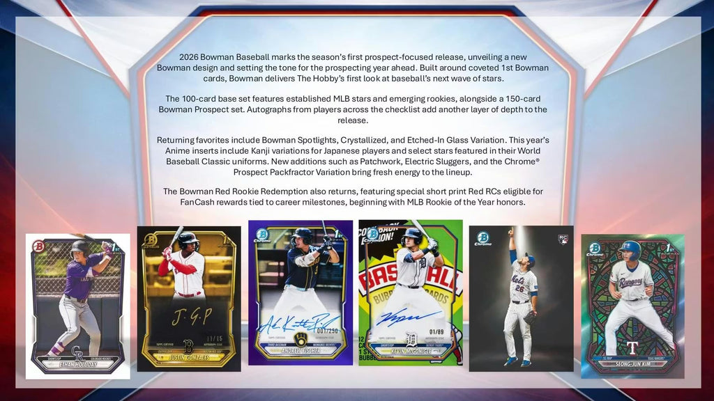 2026 Bowman Baseball Hobby Trading Card Box (1 Autograph Card Per Box)