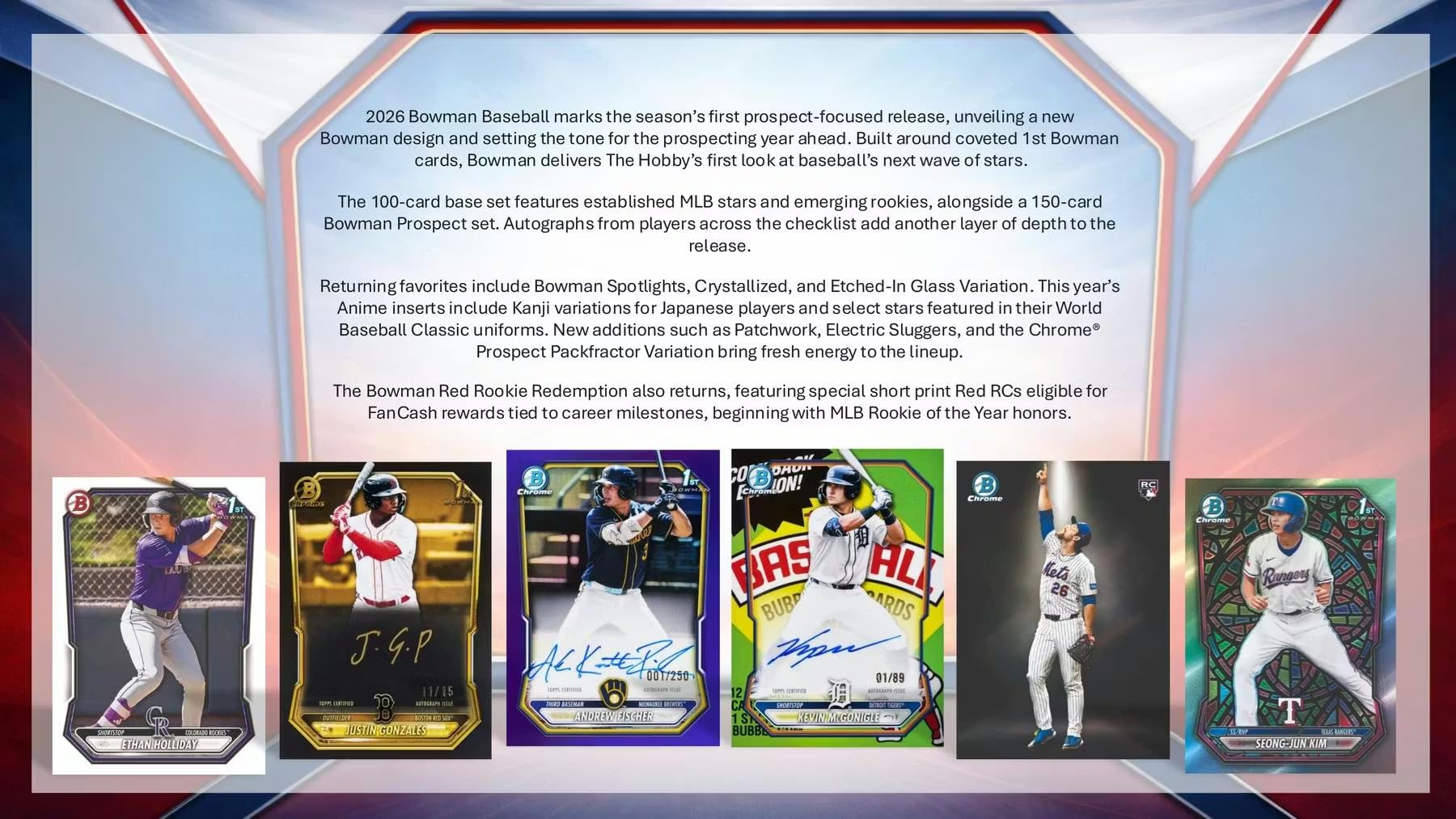 2026 Bowman Baseball Hobby Trading Card Box (1 Autograph Card Per Box)