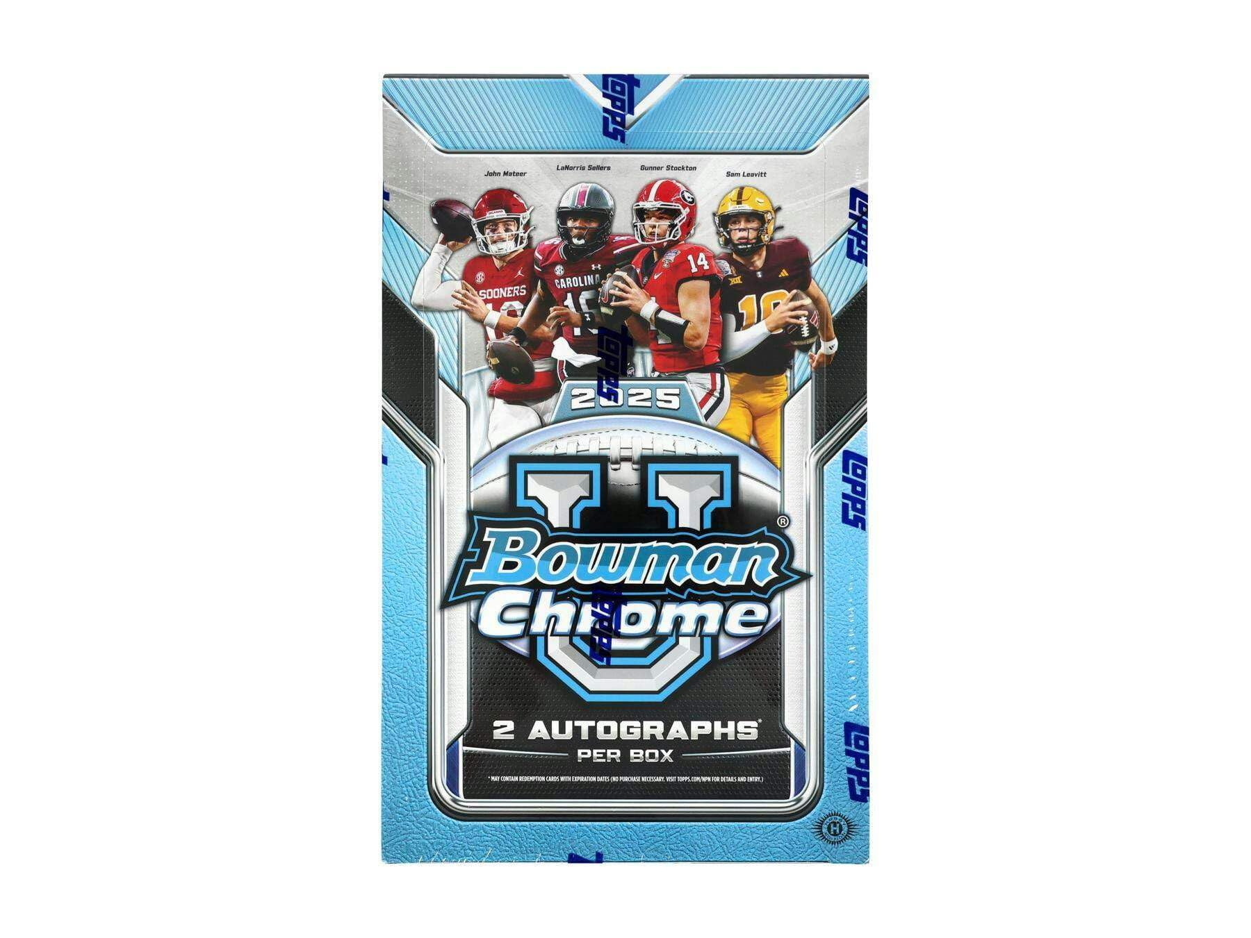 NCAA Topps 2025 Bowman Chrome University Football Trading Card Hobby Box [20 Packs]