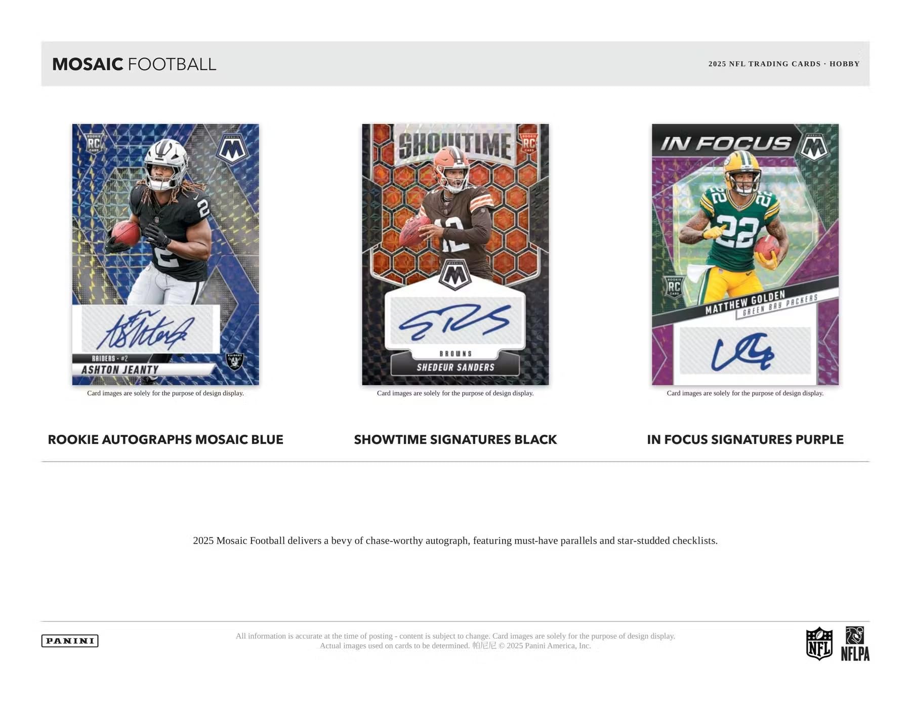 2025 Panini Mosaic Football Hobby Trading Card Box (2 Autographs Per Box)