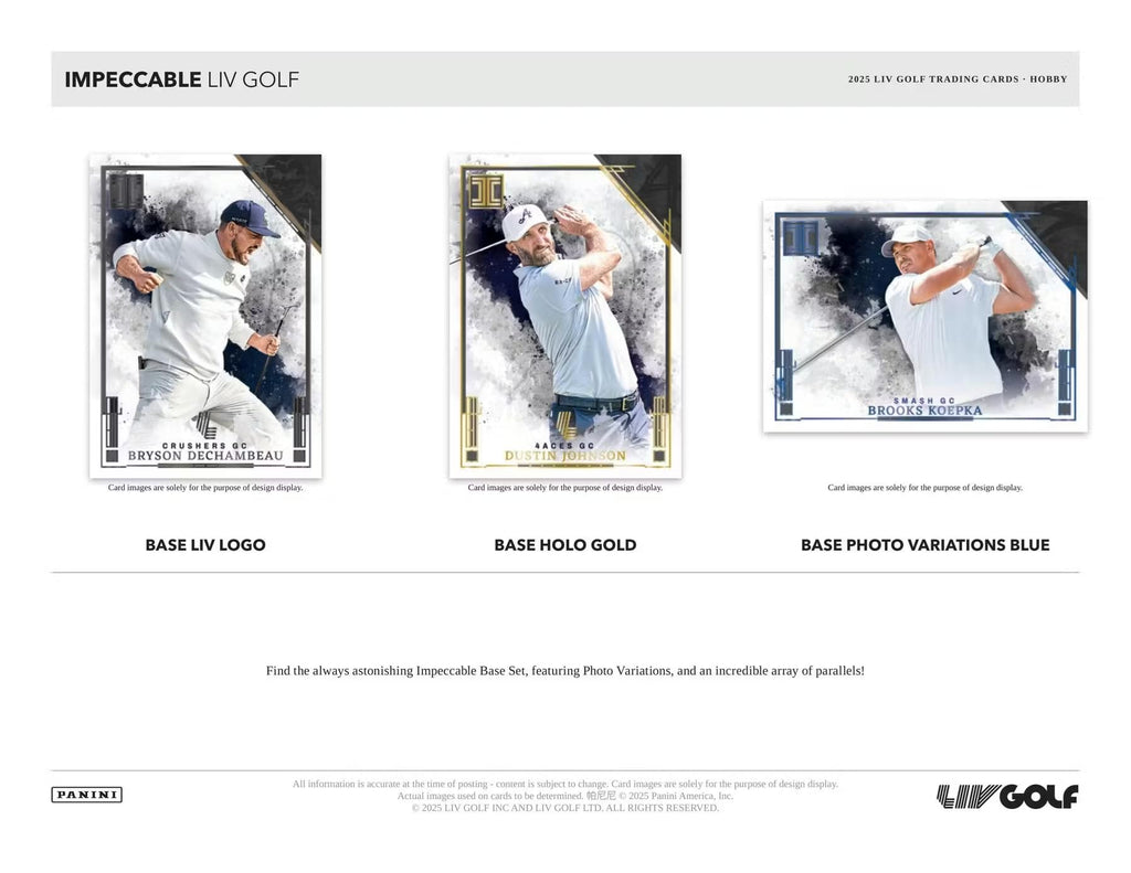 2025-2026 Panini Impeccable LIV Golf Hobby Trading Card Box (8 Autographs or Memorabilia Cards Per Box)