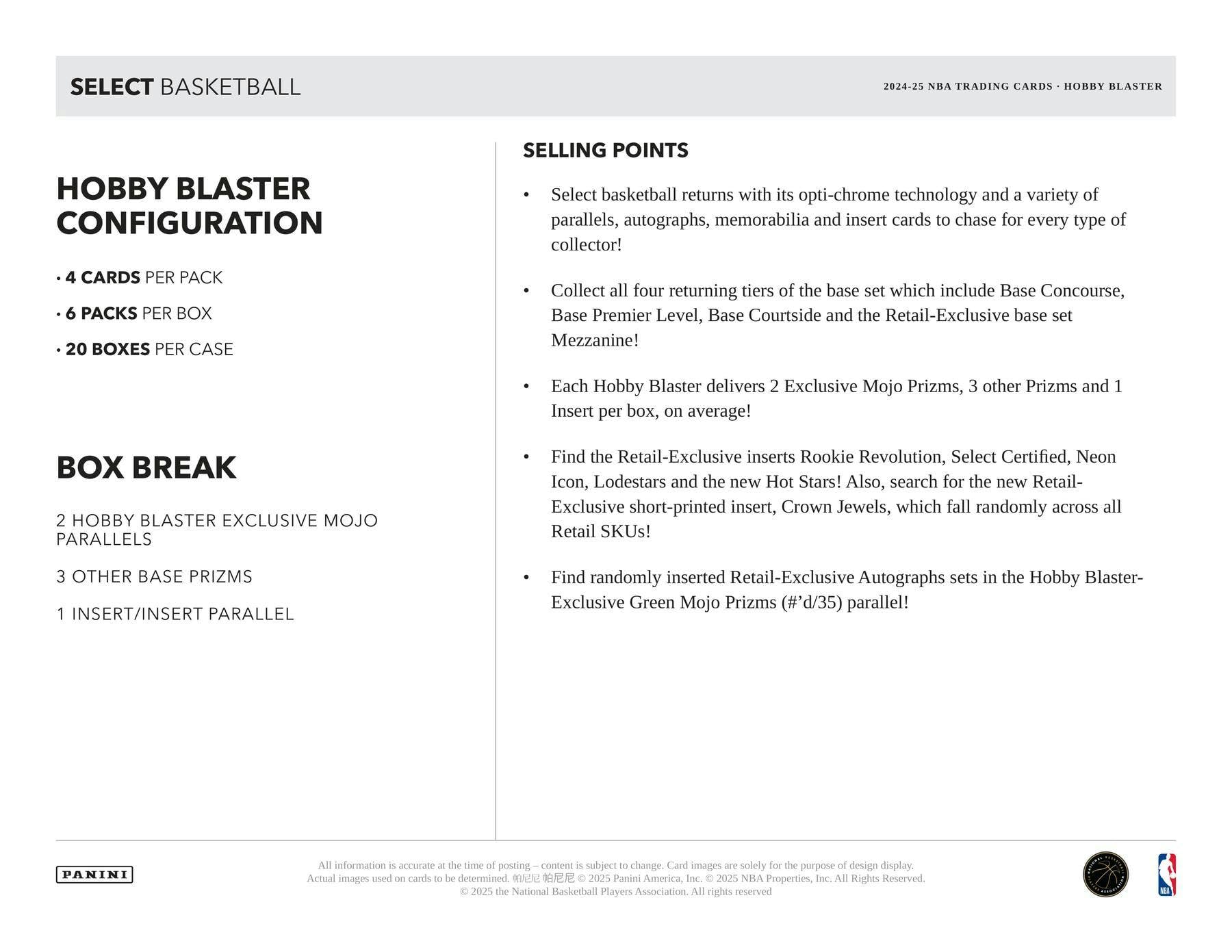 Panini Select Basketball Hobby Exclusive Blaster Box HOFBC