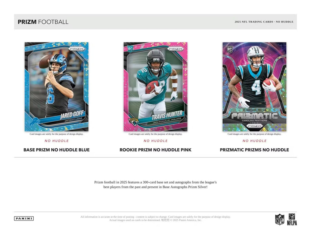 2025 Panini Prizm Football No Huddle Trading Card Box (2 No Huddle Prizm Autographs Per Box)