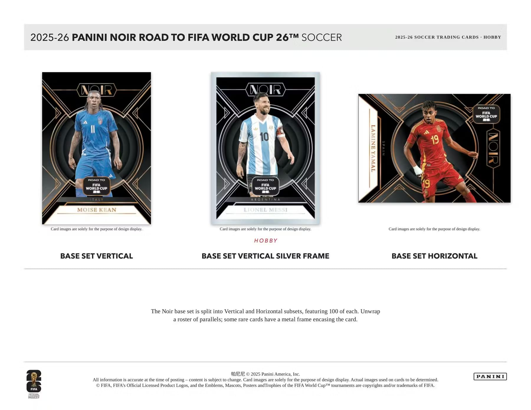 2025/26 Panini Noir Road to FIFA World Cup Soccer Hobby Trading Card Box (3 Autograph Cards Per Box)