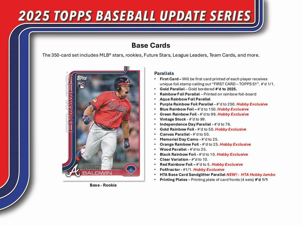 MLB 2025 Topps Baseball Update Series Trading Card Hobby Jumbo Box
