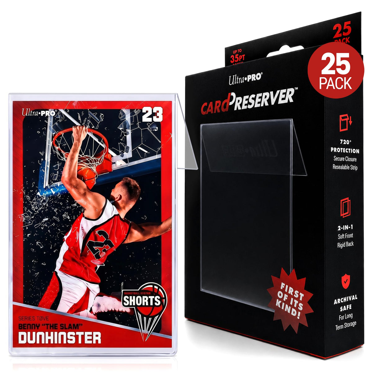 Ultra Pro CardPreserver Trading Card Holders – 2-in-1 Semi Rigid Card Protector Sleeves – Clear Polypropylene, Acid-Free, PVC-Free & 720° Security – Fits Standard-Size Cards up to 35PT – 25 Pack