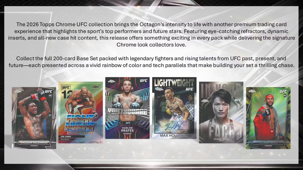 2026 Topps Chrome UFC Hobby Trading Card Box (2 Autographs Per Trading Card Box)