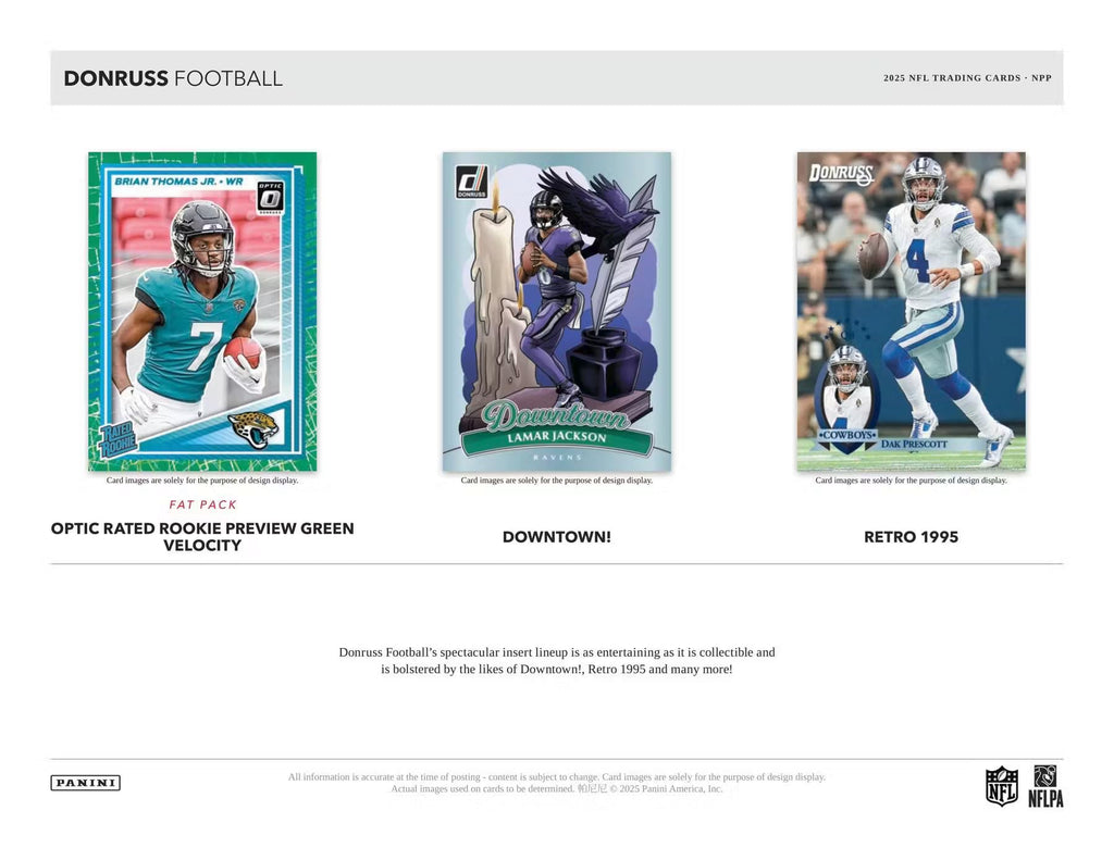 2025 Panini Donruss Football Mega Trading Card Box (1 Memorabilia or Autograph Per Box)(Optic Rated Blue Scope Parallels)