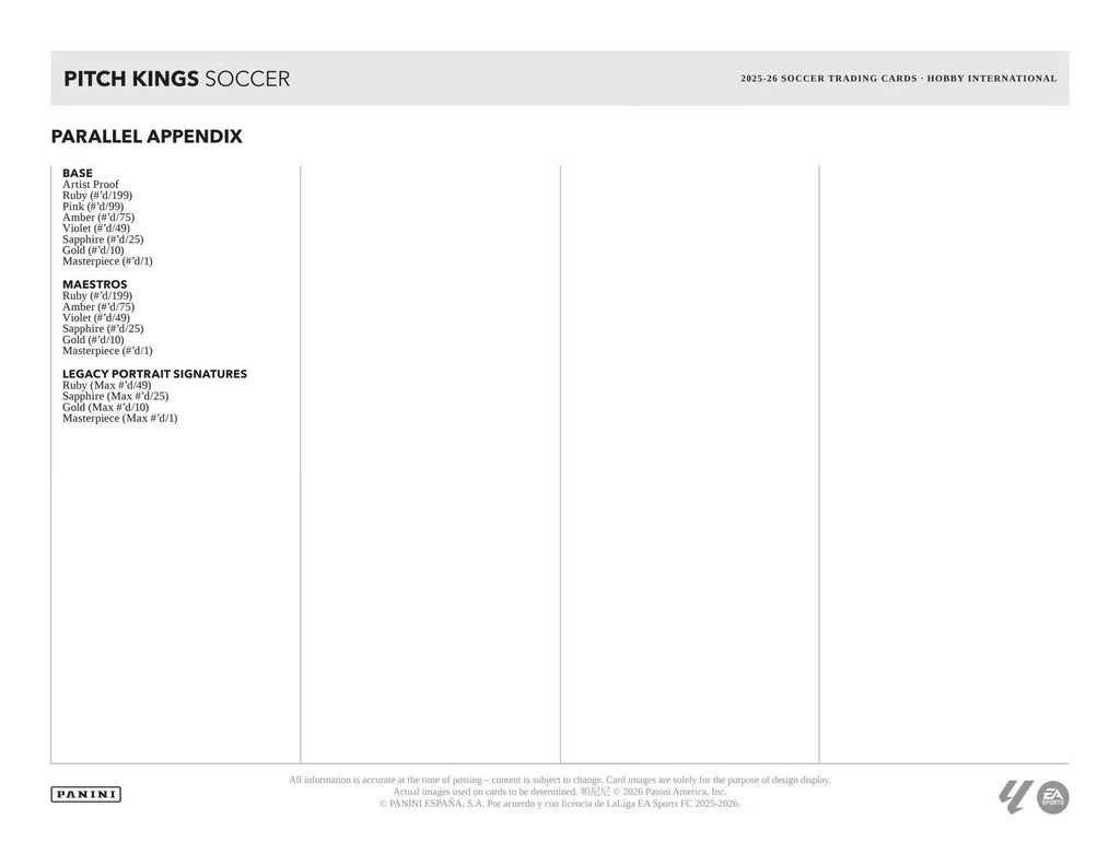 2025/26 Panini Pitch Kings Soccer Hobby International Trading Card Box (1 Autograph Per Box)