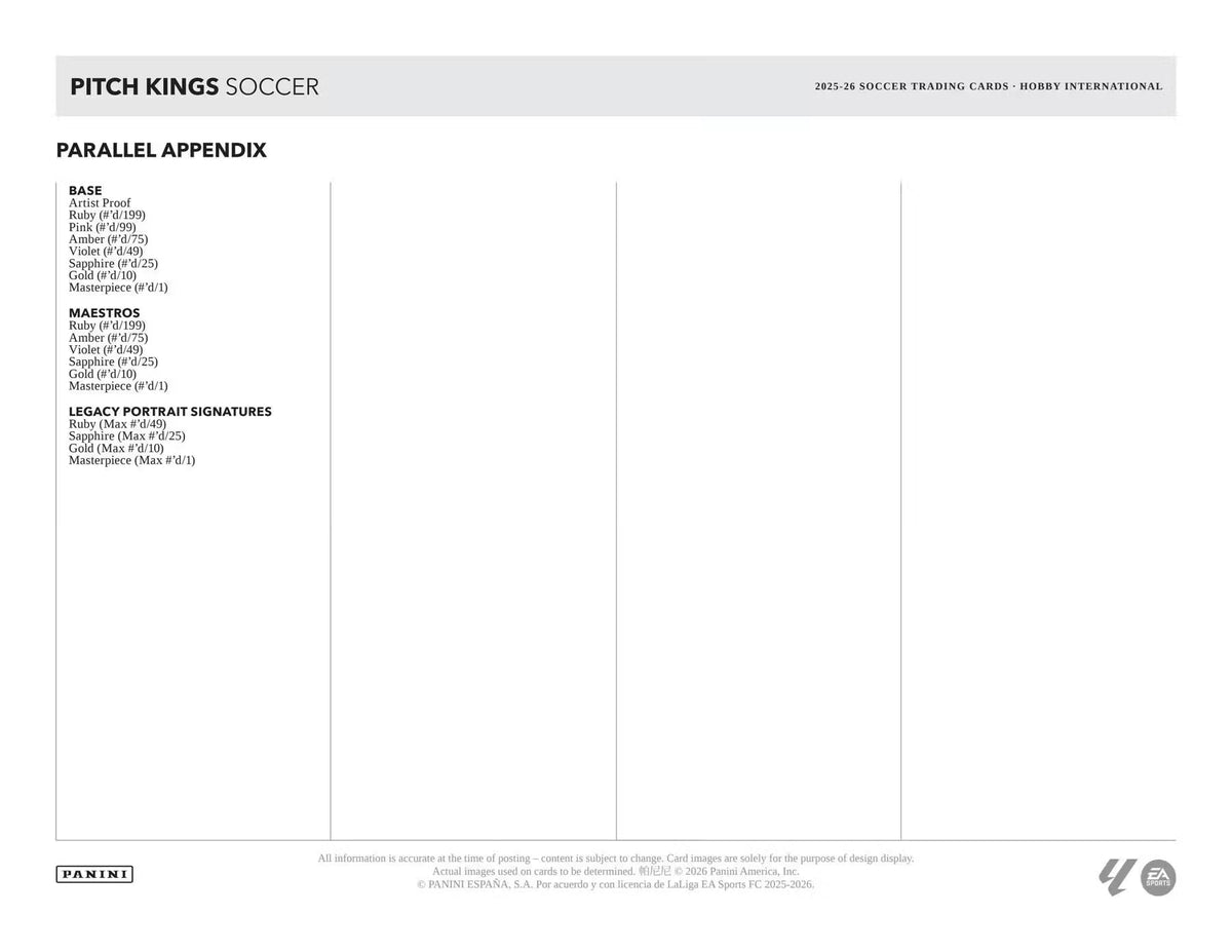 2025/26 Panini Pitch Kings Soccer Hobby International Trading Card Box (1 Autograph Per Box)