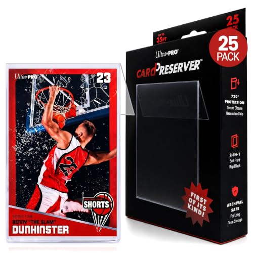 Ultra Pro CardPreserver Trading Card Holders – 2-in-1 Semi Rigid Card Protector Sleeves – Clear Polypropylene, Acid-Free, PVC-Free & 720° Security – Fits Standard-Size Cards up to 35PT – 25 Pack