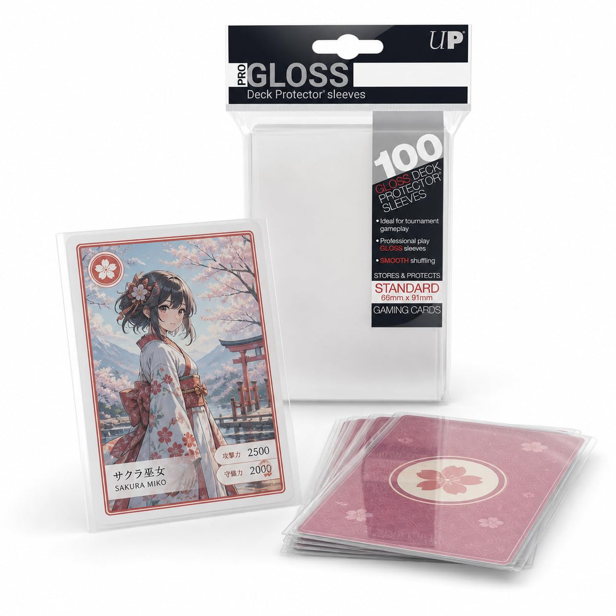Ultra Pro Gloss Standard Deck Protector Sleeves – Clear, 100 Pack