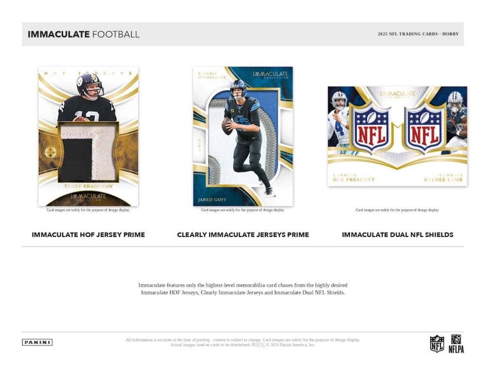 2025 Panini Immaculate Football Hobby Trading Card Box (5 Autograph or Memorabilia Cards Per Box)