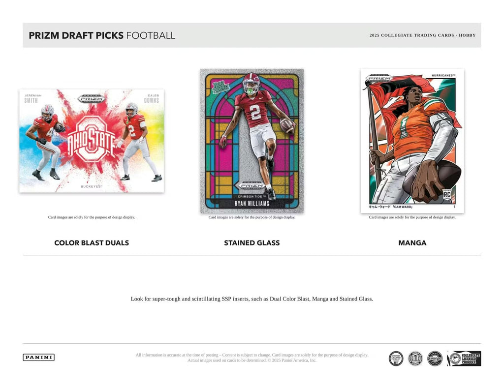 2025 Panini Prizm Draft Picks Football Hobby Trading Card Box (Four Autographs Per Box!)