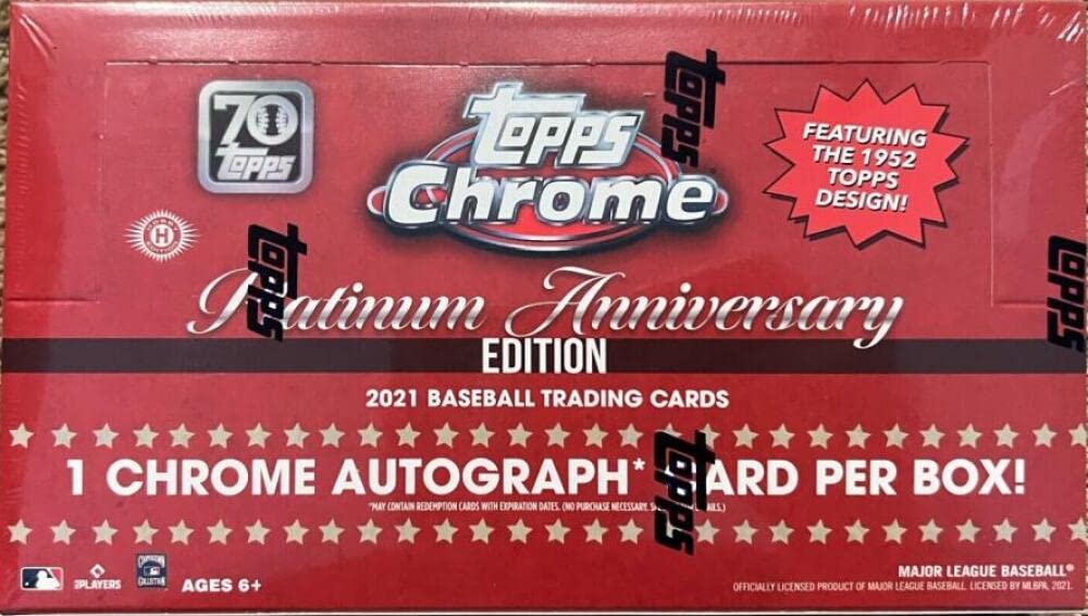 2021 Topps Chrome Platinum Baseball Anniversary Hobby Box (24 Packs/4 Cards: 1 Auto)