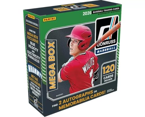2026 Panini Donruss Baseball Retail Mega Box | Factory Sealed MLB Trading Cards | Exclusive Mega Box Parallels | Rated Prospects, Optic Cards, Inserts & Rare Chase Cards