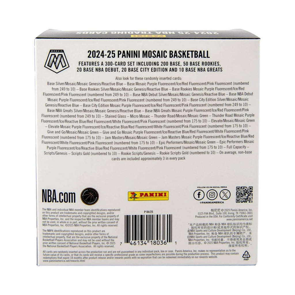 2024–25 Panini Mosaic Basketball Mega Box – Official NBA Trading Cards – Includes Exclusive Reactive Parallels & Inserts – Collect Top Rookies, Stars & Legends