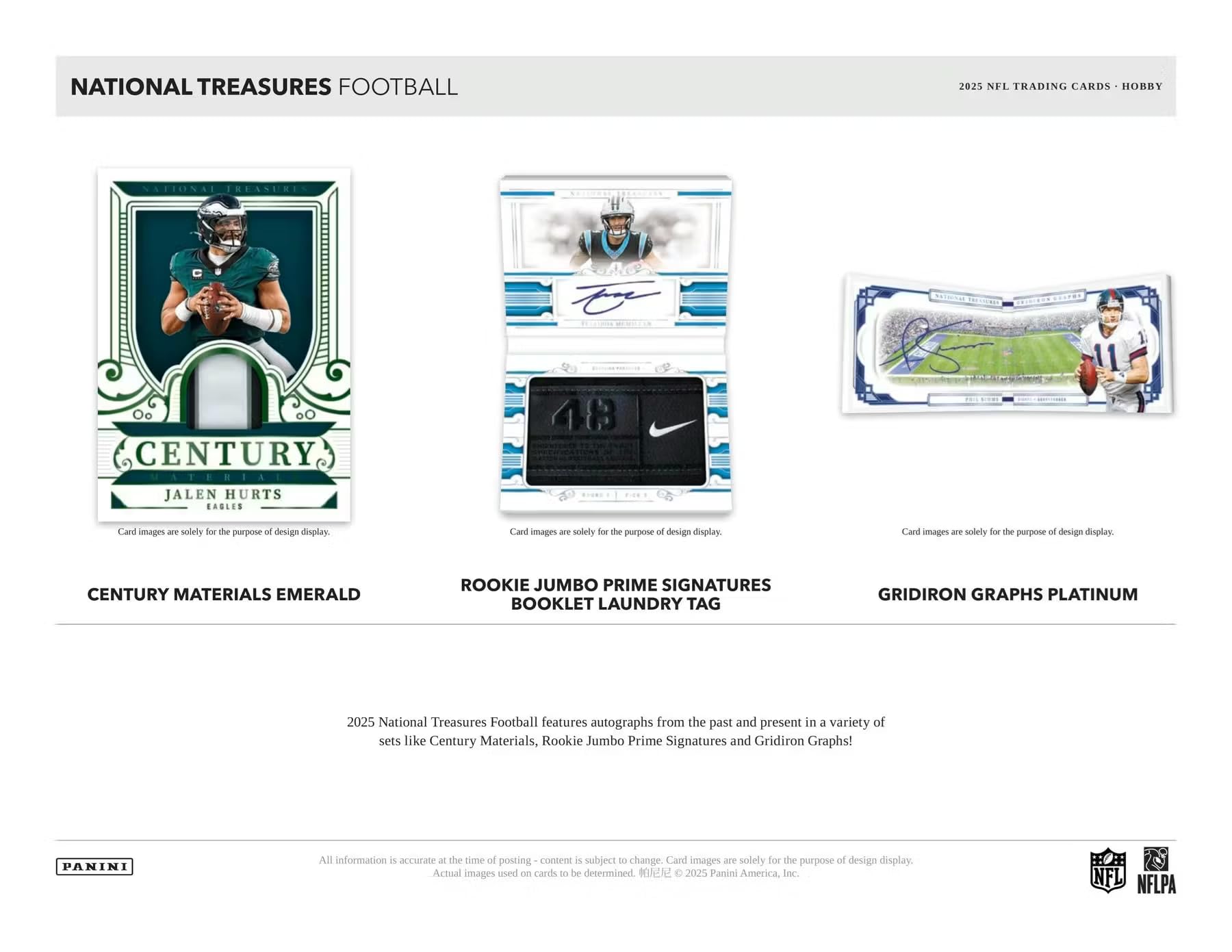 2025 Panini National Treasures Football Hobby Trading Card Box (8 Autographs or Memorabilia Cards Per Box)