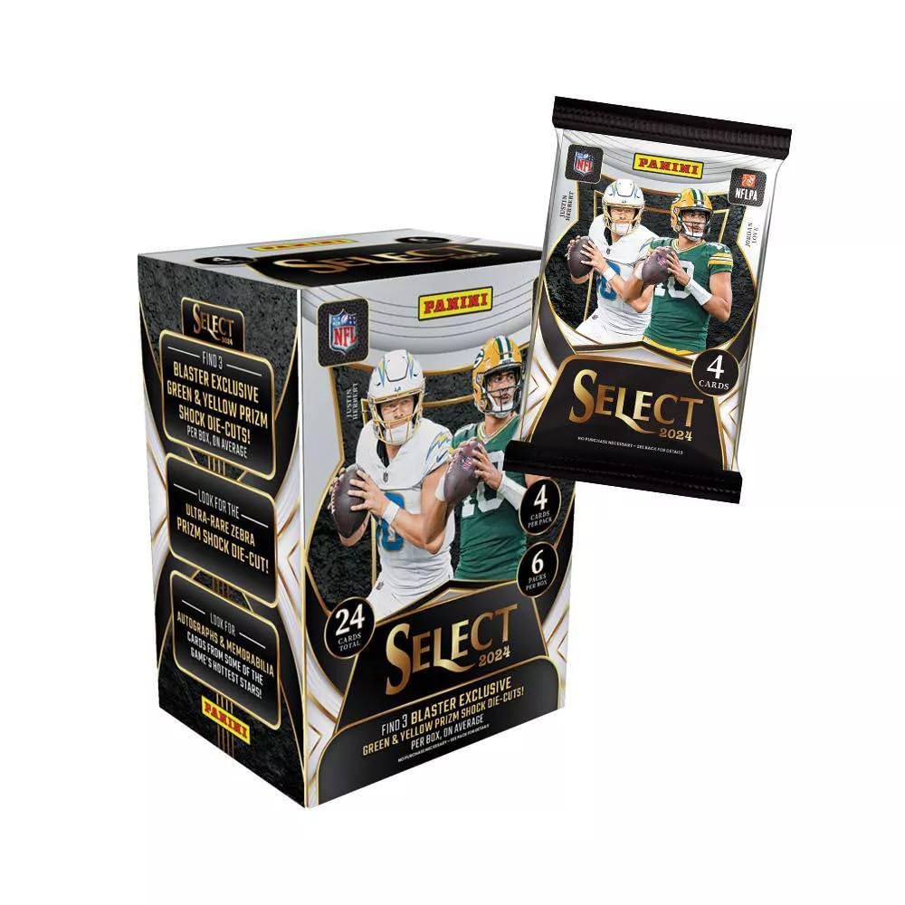 Panini 2024 NFL Select Football Trading Card Blaster Box (Green & Yellow Prizm Shock Die-Cuts)