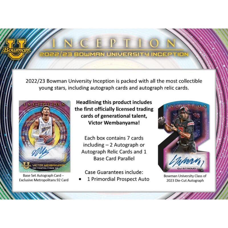 2022-23 Bowman University Inception Multi-Sport Hobby Box (1 Pack/7 Cards: 2 Autos)