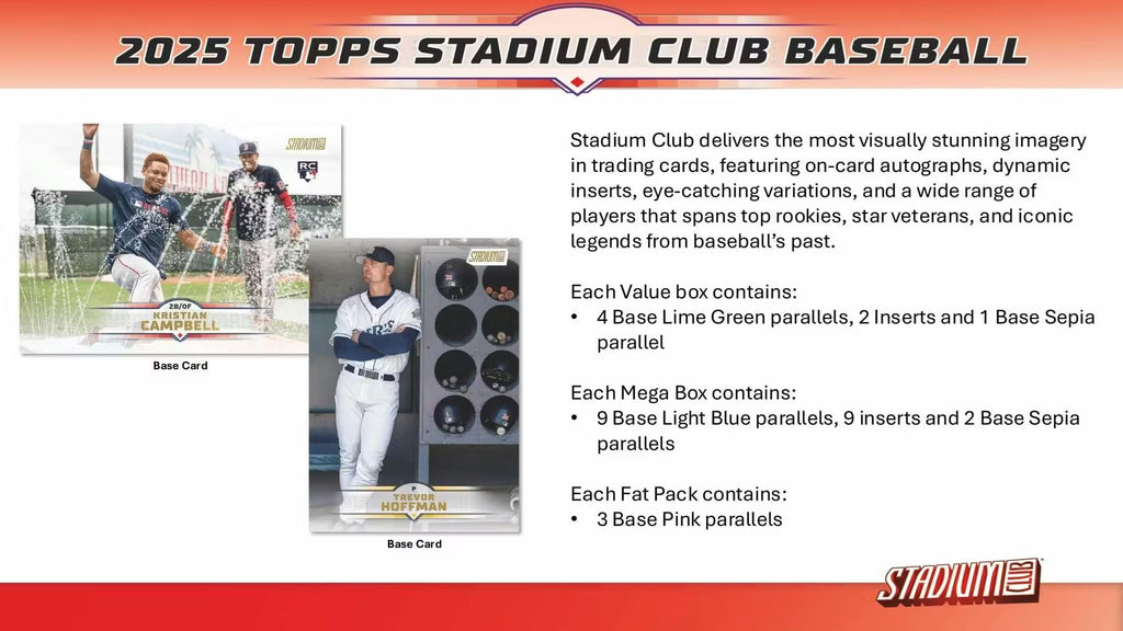 2025 Topps Stadium Club Baseball 8-Pack Blaster Trading Card Box (1 Sepia Parallel Per Box)