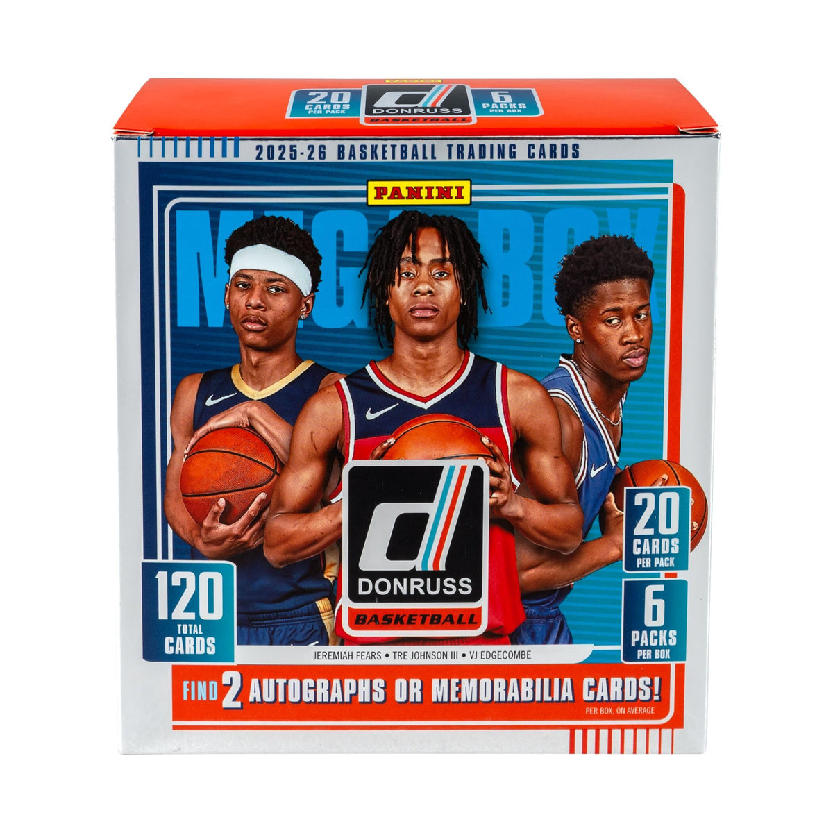 2025-26 Panini Donruss Basketball Retail Mega Box, 120 Cards, 6 Packs, Autographs, Memorabilia, Rated Rookies, Parallels & Inserts