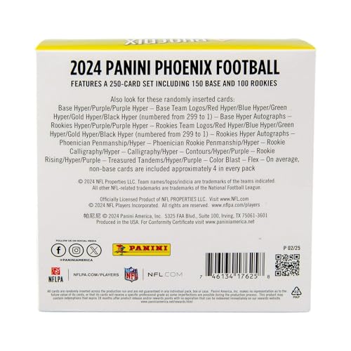 2024-25 Panini Phoenix NFL Football Mega Box – Retail Exclusive, 42 Cards, Color Blast Parallels, Rookie Cards, Official Trading Cards