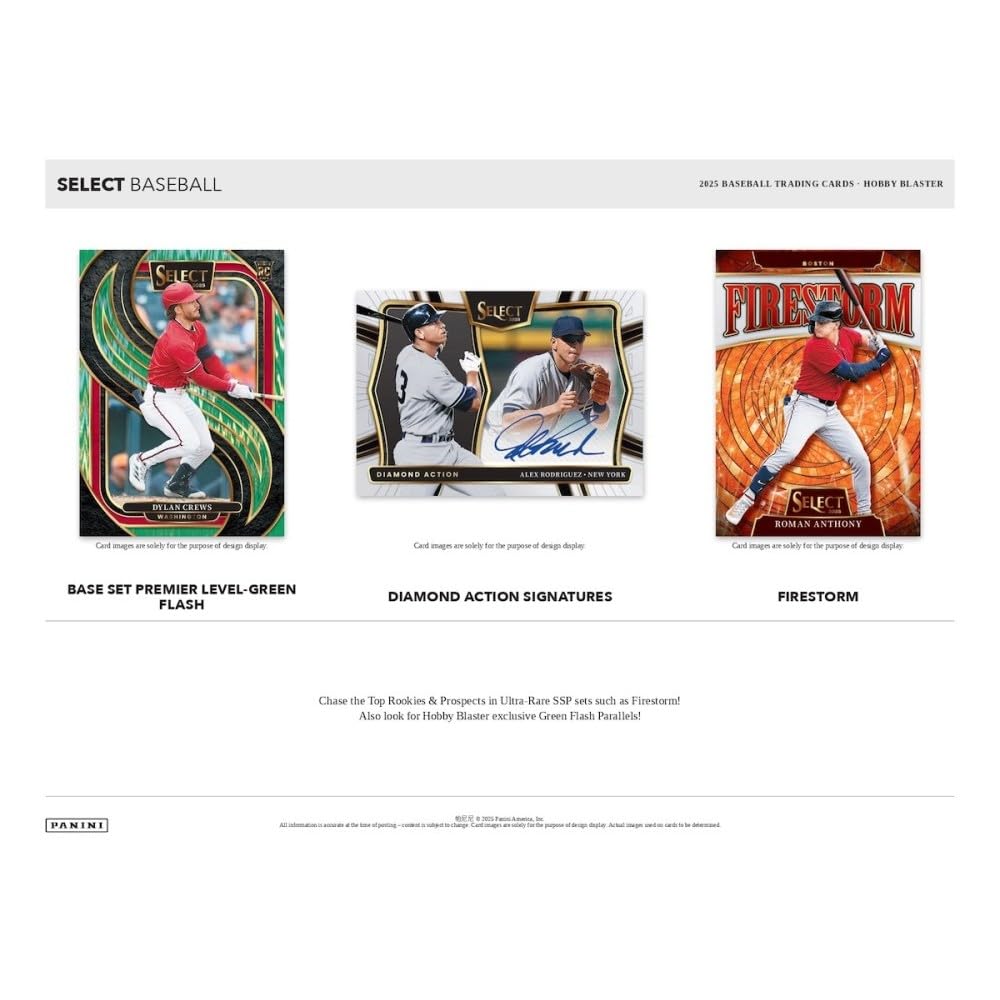 2025 Panini Select Baseball Hobby Blaster Trading Card Box (Chase Hobby Blaster Exclusive Green Flash Parallels)