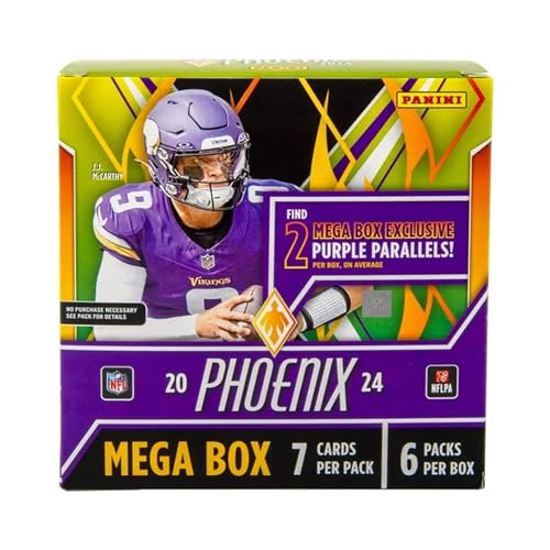 2024-25 Panini Phoenix NFL Football Mega Box – Retail Exclusive, 42 Cards, Color Blast Parallels, Rookie Cards, Official Trading Cards